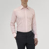 View 2 of product The Turnbull & Asser Pink Bengal Stripe Shirt with a T&A collar and 3-button cuffs is displayed against a white background.