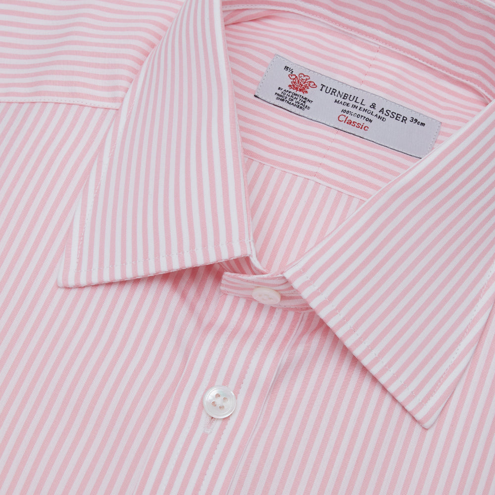 Pink Bengal Stripe Shirt with T&A Collar and Double Cuffs