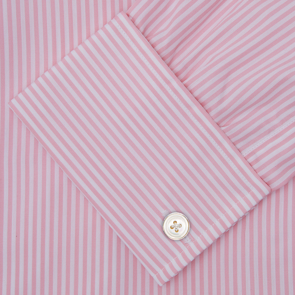 Pink Bengal Stripe Shirt with T&A Collar and Double Cuffs