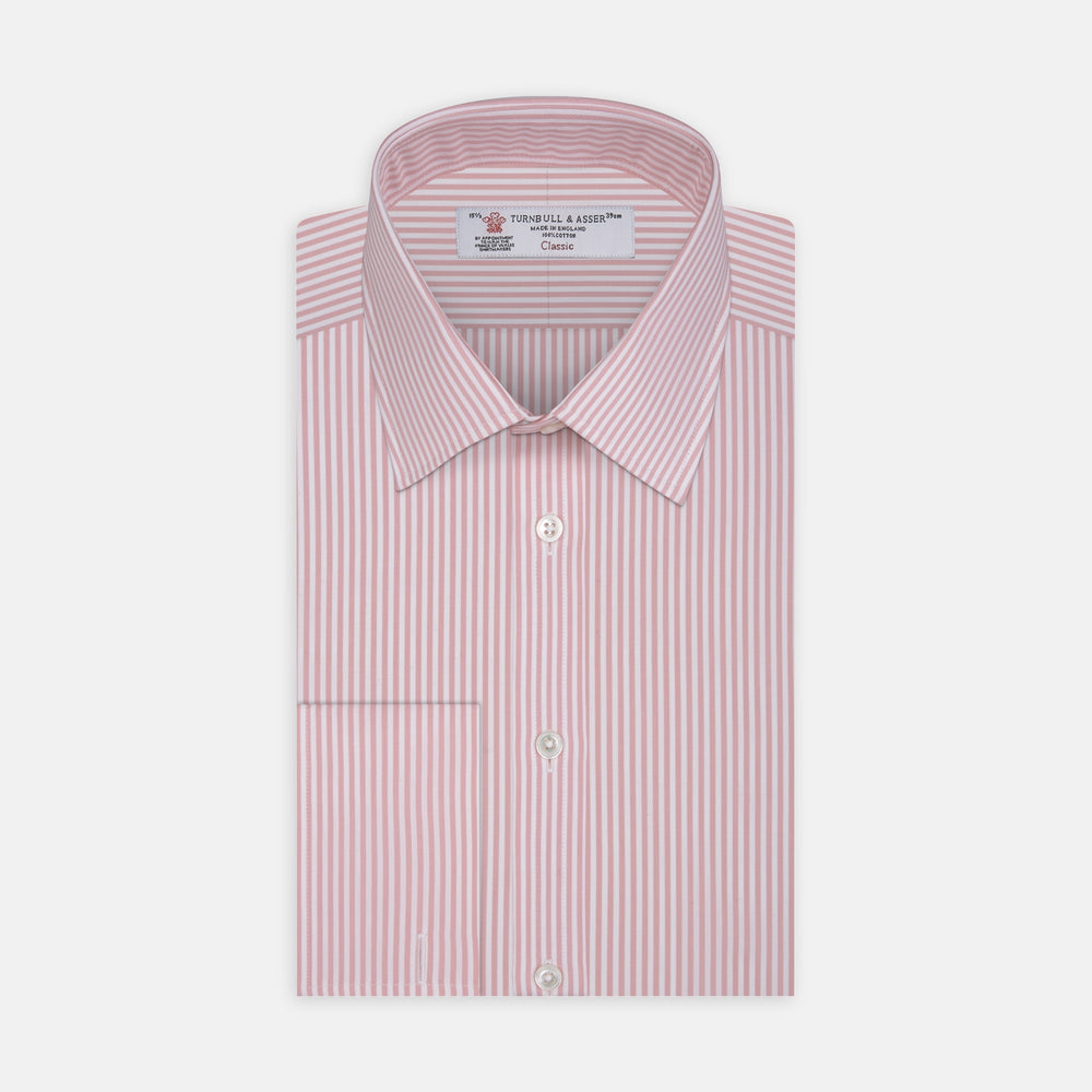Pink Bengal Stripe Shirt with T&A Collar and Double Cuffs