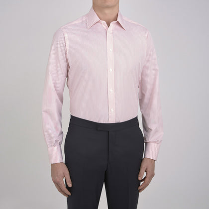 Pink Bengal Stripe Shirt with T&A Collar and Double Cuffs