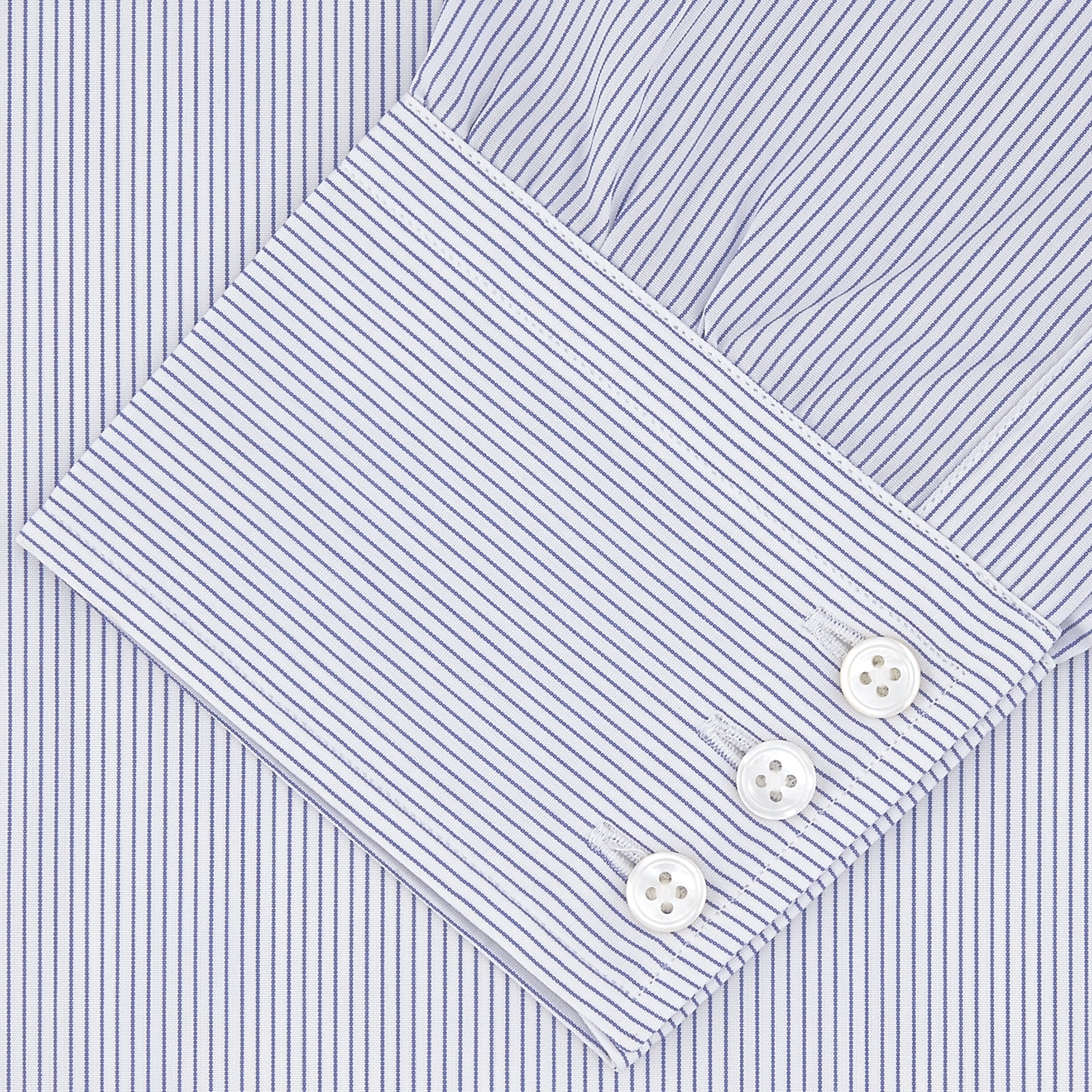 Image 2 of product Blue and White Fine Stripe Shirt with T&A Collar and 3-Button Cuffs