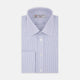 Blue and White Fine Stripe Cotton Shirt with T&A Collar and Double Cuff