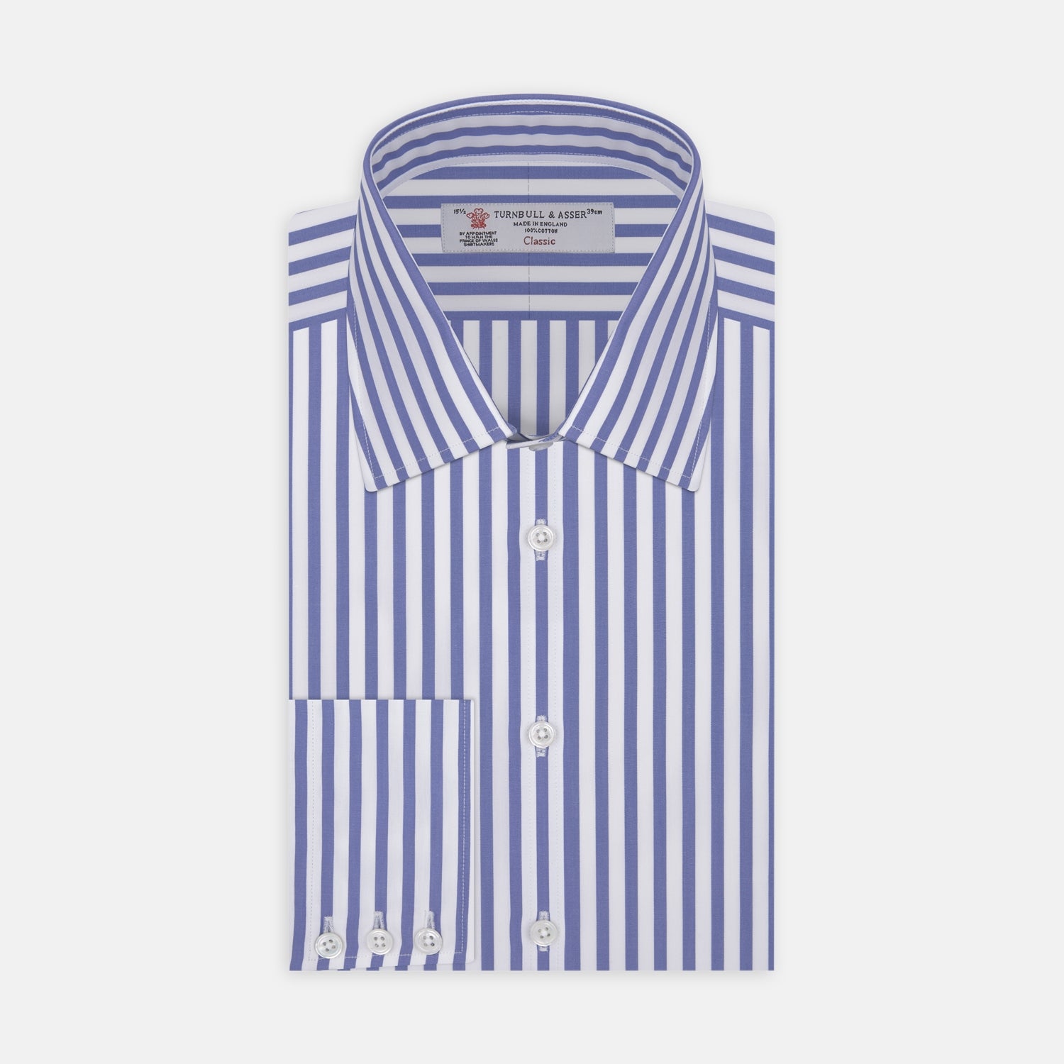 Blue Candy Stripe Shirt T Collar 3 Button Cuffs