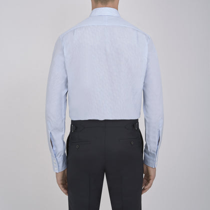 Light Blue Fine Check Shirt with T&A Collar and 3-Button Cuffs Image 2