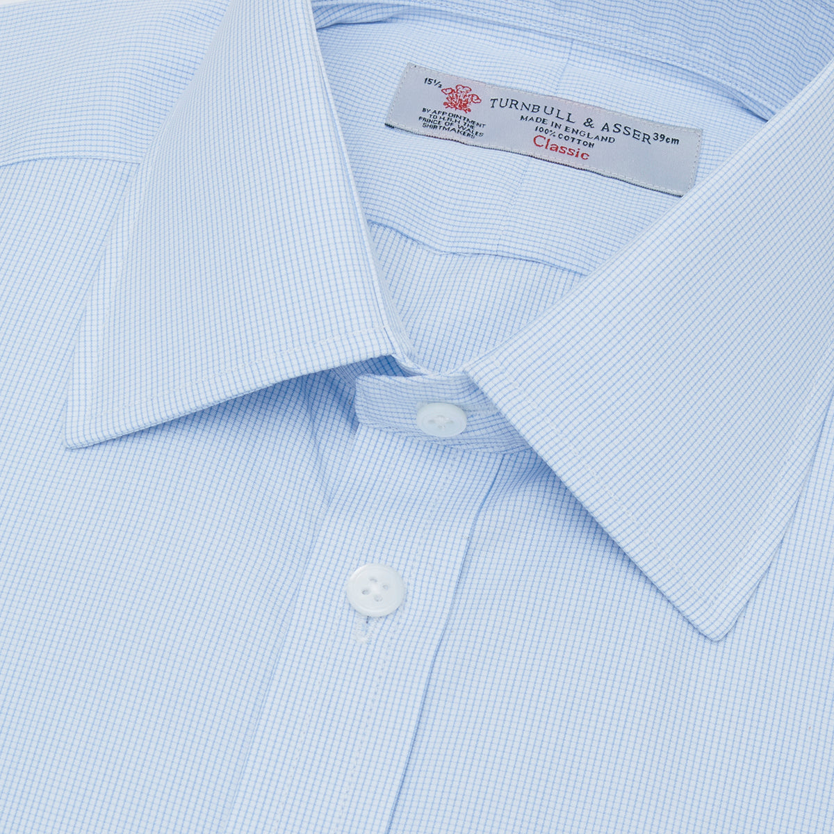 Image 5 of product Light Blue Fine Check Shirt with T&A Collar and Double Cuffs