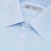 View 5 of product Turnbull & Asser’s Light Blue Fine Check Shirt features a T&A collar, double cuffs, and a subtle checked cotton pattern, neatly displayed on a white background for a classic smart look.