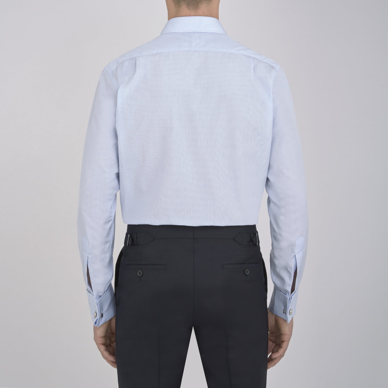 Image 3 of product Light Blue Fine Check Shirt with T&A Collar and Double Cuffs