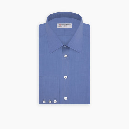 Dark Blue End-On-End Shirt with T&A Collar and 3-Button Cuffs Image 6