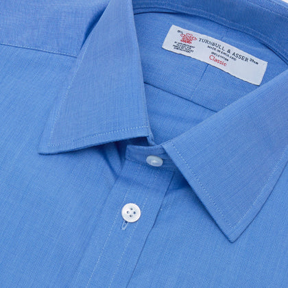 Dark Blue End-on-End Shirt with T&A Collar and Double Cuffs Image 4