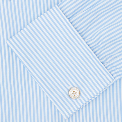 Light Blue Bengal Stripe Shirt with T&A Collar and Double Cuffs Image 5