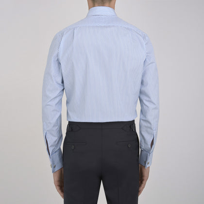 Light Blue Bengal Stripe Shirt with T&A Collar and Double Cuffs Image 2