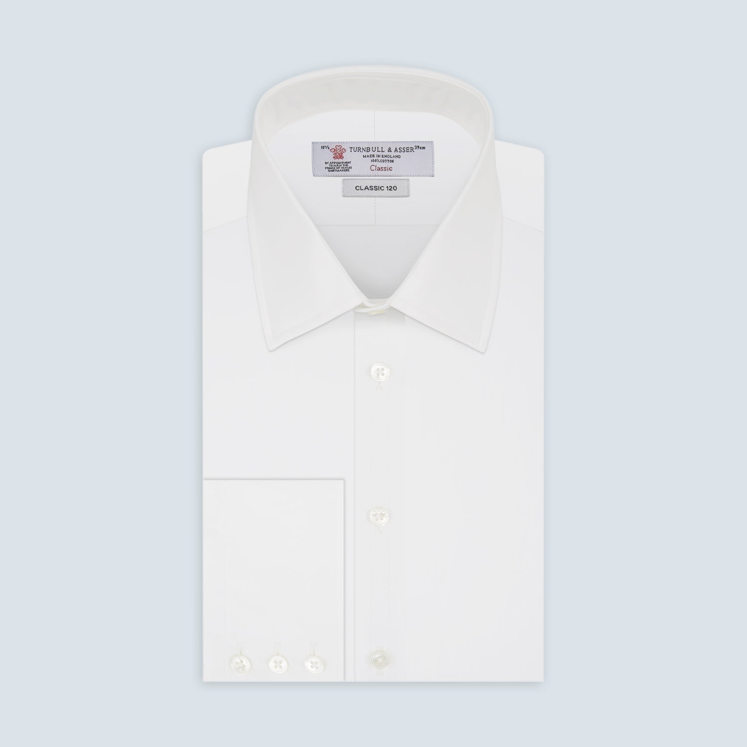 Two-Fold 120 White Shirt with T&A Collar and 3-Button Cuffs