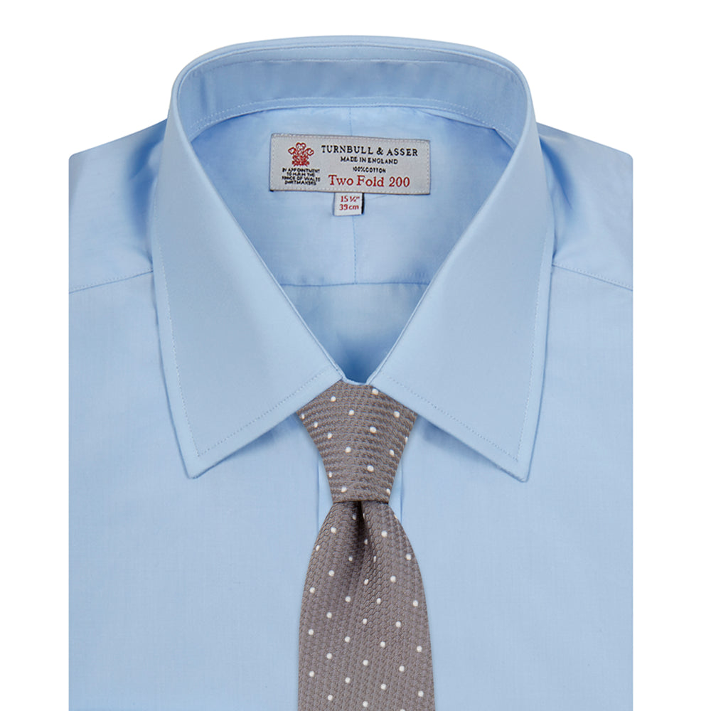 Two-Fold 200 Blue Cotton Shirt with T&A Collar and Double Cuffs