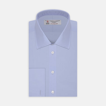 Two-Fold 200 Blue Cotton Shirt with T&A Collar and Double Cuffs