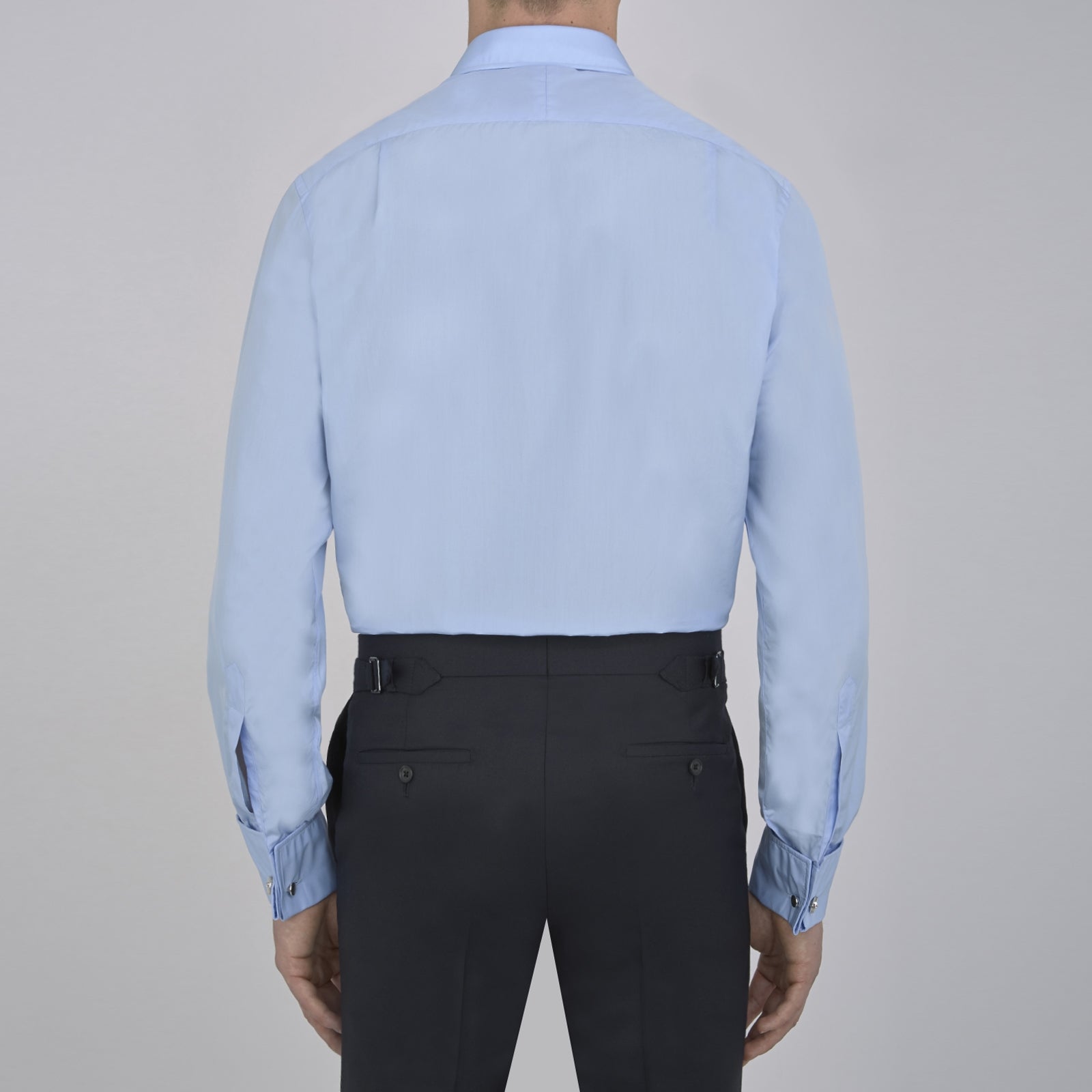 Two-Fold 200 Blue Cotton Shirt with T&A Collar and Double Cuffs