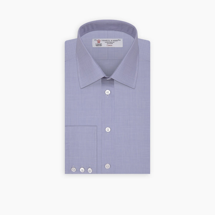 Blue Prince of Wales Check Shirt with T&A Collar and 3-Button Cuffs Image 6