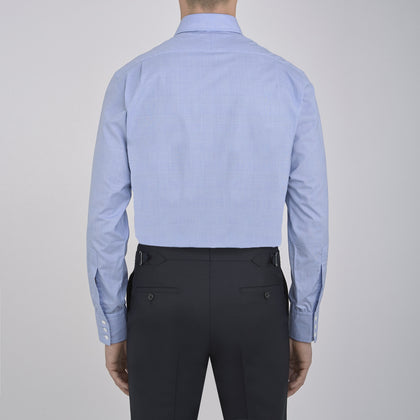 Blue Prince of Wales Check Shirt with T&A Collar and 3-Button Cuffs Image 2