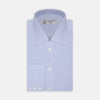 Sky Blue Micro-Check Cotton Shirt with T&A Collar and 3-Button Cuffs