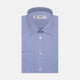 Blue Herringbone Superfine Cotton Shirt with T&A Collar and Double Cuffs