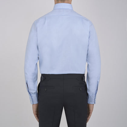 Light Blue Royal Oxford Cotton Shirt with Button-Down Collar and 3-Button Cuffs Image 2