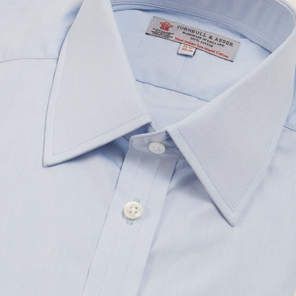 Blue West Indian Sea Island Cotton Shirt with T&A Collar and Double Cuffs Image 4