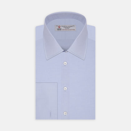 Blue West Indian Sea Island Cotton Shirt with T&A Collar and Double Cuffs