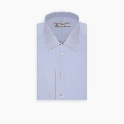 Blue West Indian Sea Island Cotton Shirt with T&A Collar and Double Cuffs Image 6