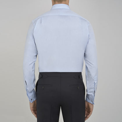 Blue West Indian Sea Island Cotton Shirt with T&A Collar and Double Cuffs Image 2