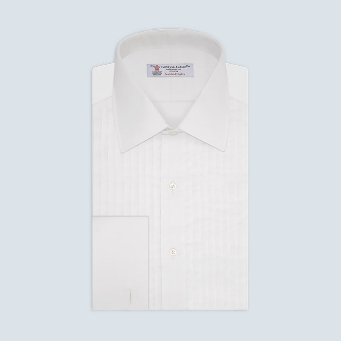 White Sea Island Quality Cotton Dress Shirt with T&A Collar and Double Cuffs