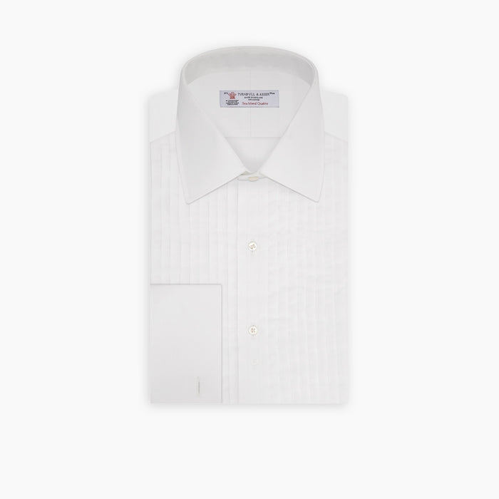 White Sea Island Quality Cotton Dress Shirt with T&A Collar and Double Cuffs Image 6