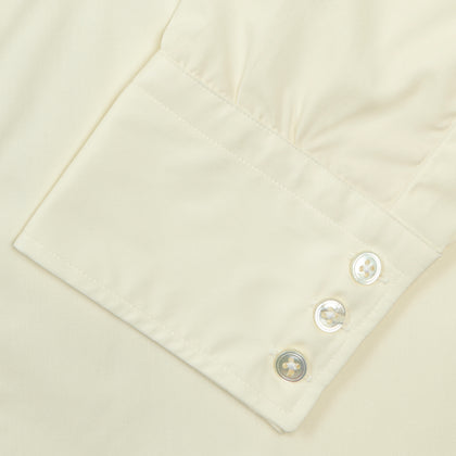 Cream Sea Island Quality Cotton Shirt with T&A Collar and 3-Button Cuffs Image 5