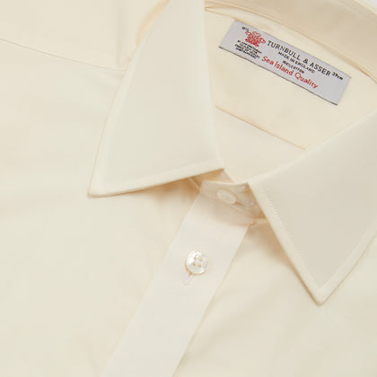 Cream Sea Island Quality Cotton Shirt with T&A Collar and Double Cuffs Image 4