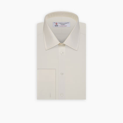 Cream Sea Island Quality Cotton Shirt with T&A Collar and Double Cuffs Image 6