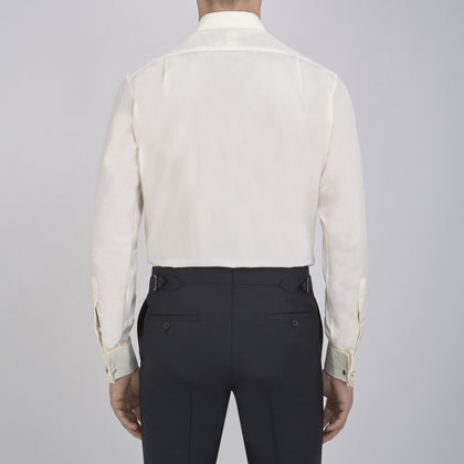 Cream Sea Island Quality Cotton Shirt with T&A Collar and Double Cuffs Image 2