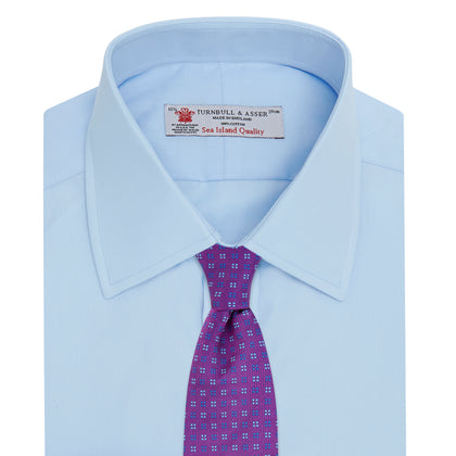 Light Blue Sea Island Quality Cotton Shirt with T&A Collar and Double Cuffs Image 3