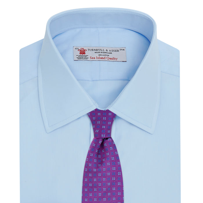Light Blue Sea Island Quality Cotton Shirt with T&A Collar and Double Cuffs Image 3