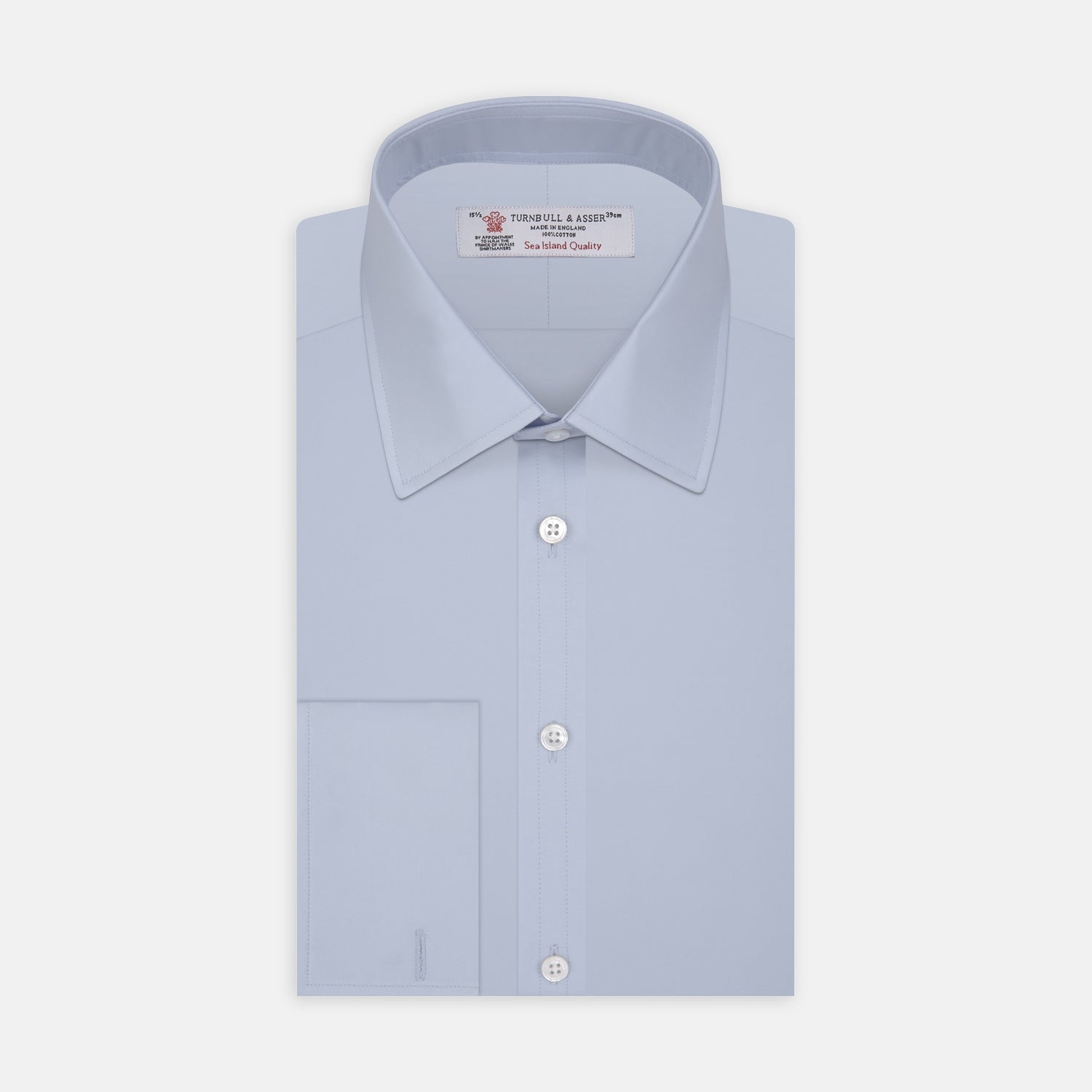 Light Blue Sea Island Quality Cotton Shirt with T&A Collar and Double Cuffs