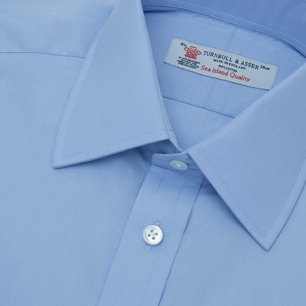 Blue Sea Island Quality Cotton Shirt with T&A Collar and 3-Button Cuffs