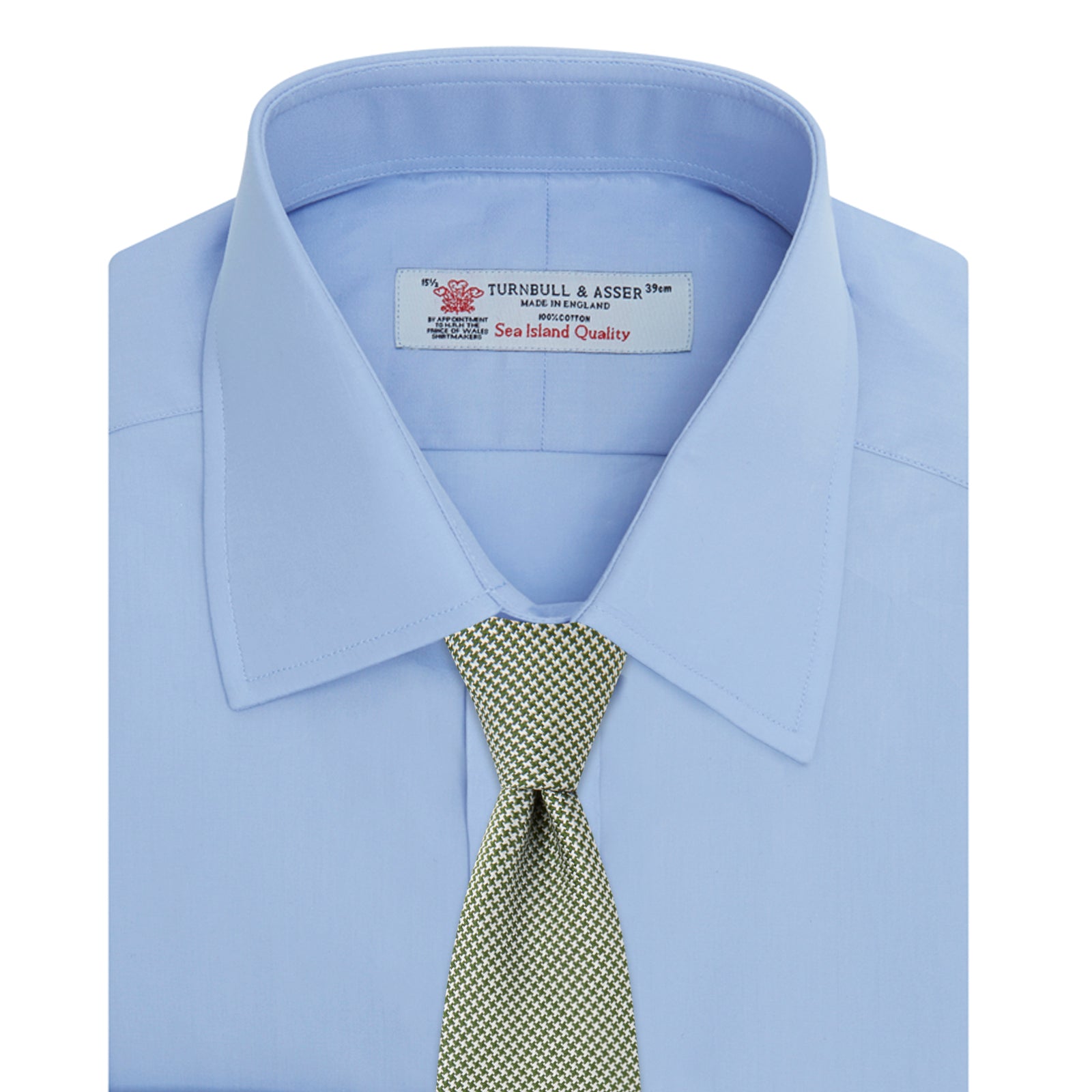 Blue Sea Island Quality Cotton Shirt with T&A Collar and Double Cuffs
