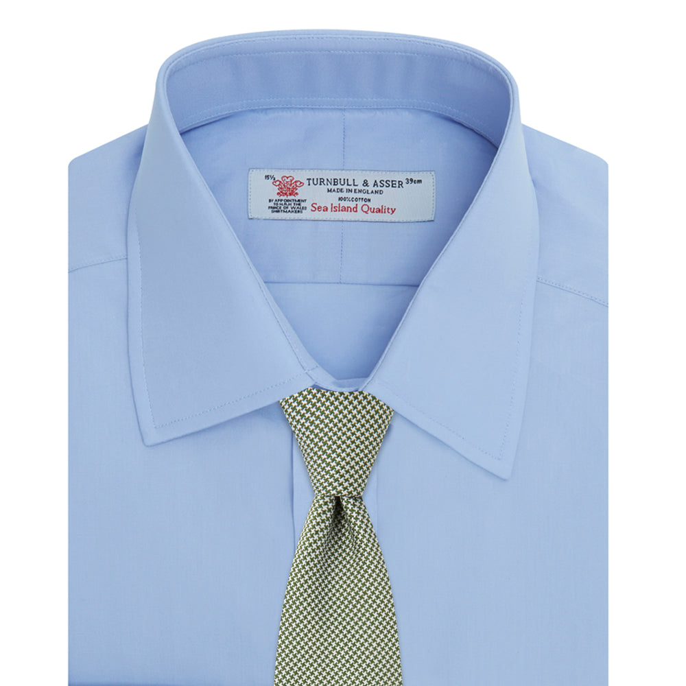 Blue Sea Island Quality Cotton Shirt with T&A Collar and Double Cuffs