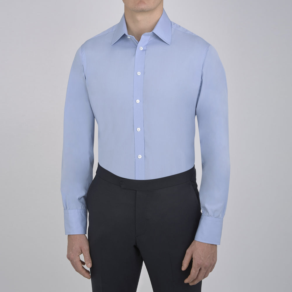 Blue Sea Island Quality Cotton Shirt with T&A Collar and 3-Button Cuffs