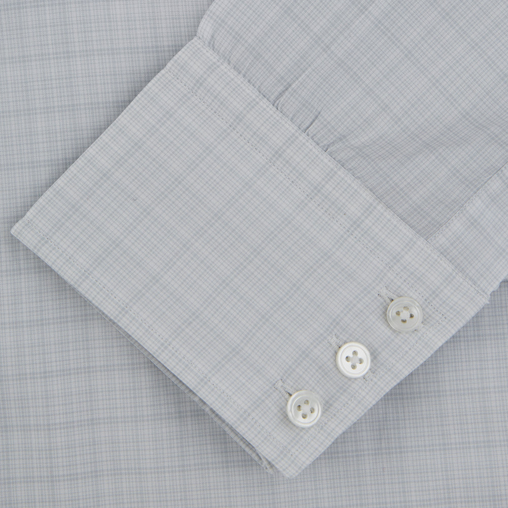Grey Micro Multi Check Shirt with Regent Collar and Button Cuffs