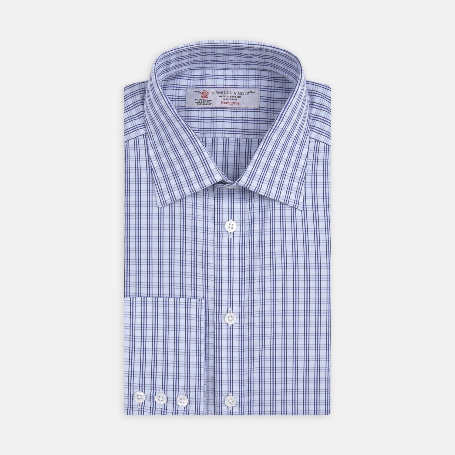 Dark Grey and Navy Triple Check Shirt with T&A Collar and Button Cuffs