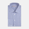 Dark Grey and Navy Triple Check Shirt with T&A Collar and Button Cuffs