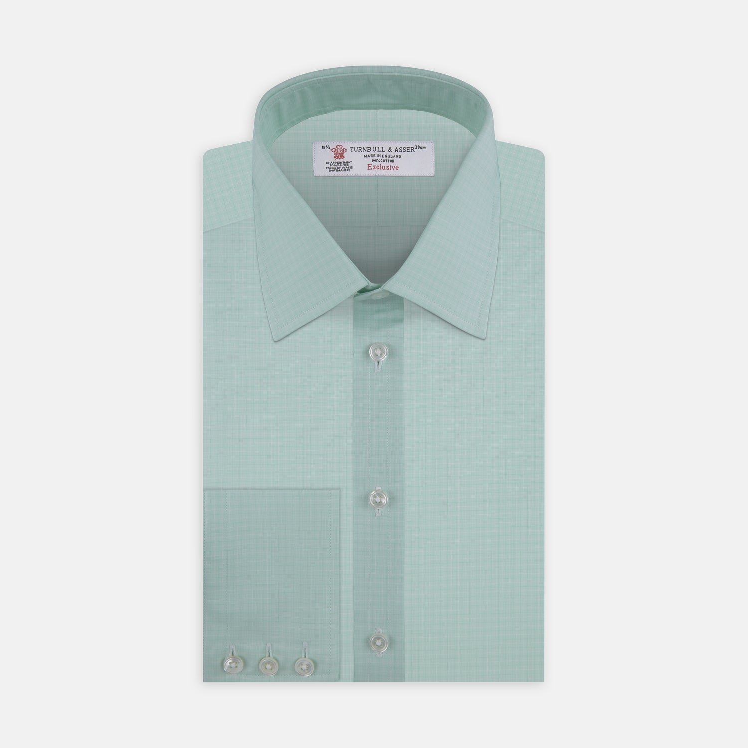 Green Faded Check Shirt with Classic T&A Collar and Button Cuffs