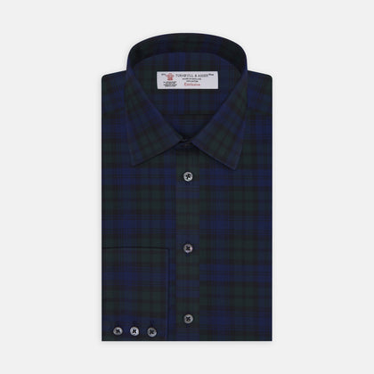Blackwatch Brushed Cotton Shirt with T&A Collar and Button Cuffs
