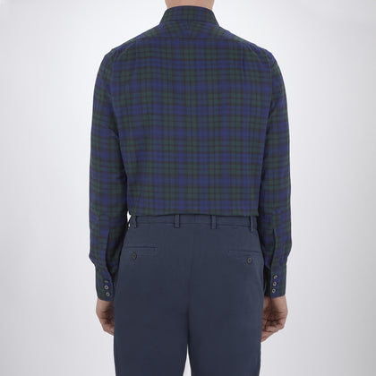 Blackwatch Brushed Cotton Shirt with T&A Collar and Button Cuffs Image 2