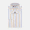 View 2 of product White, Gold and Blue Double Stripe Cotton Fabric