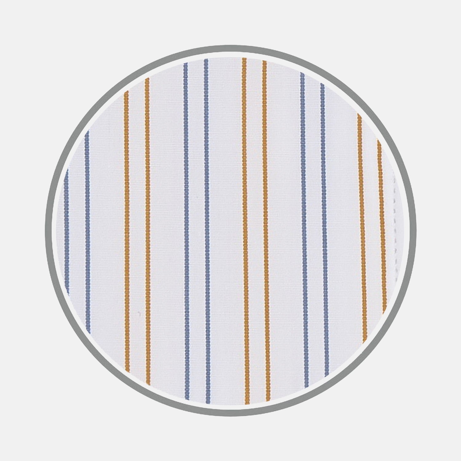 White, Gold and Blue Double Stripe Cotton Fabric